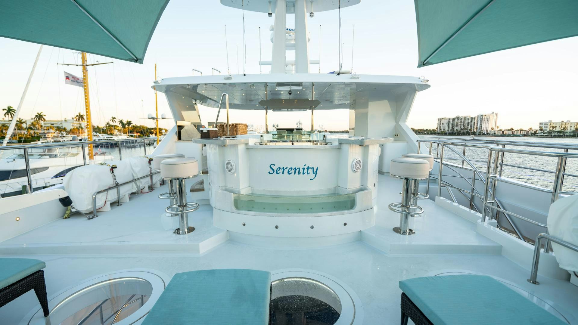 a large white machine on a boat aboard SERENITY Yacht for Sale