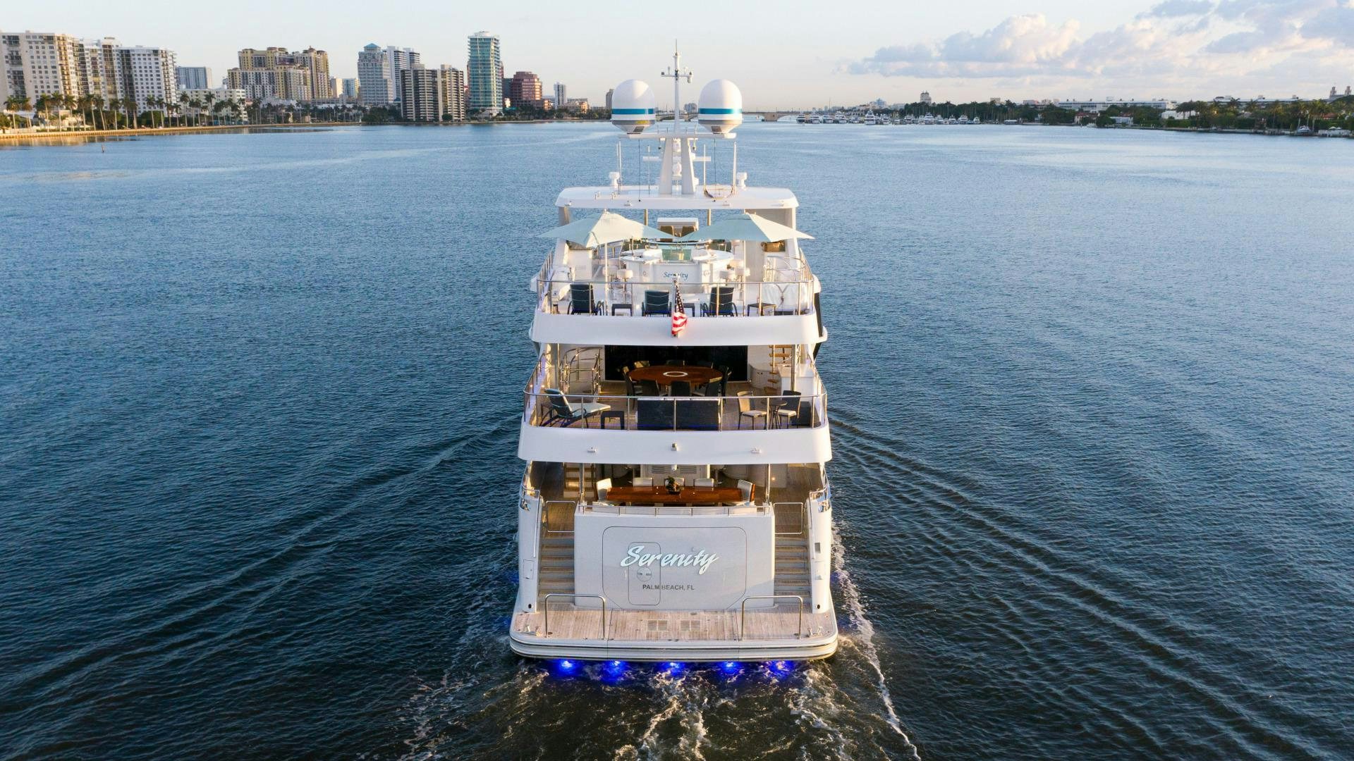 a ship in the water aboard SERENITY Yacht for Sale