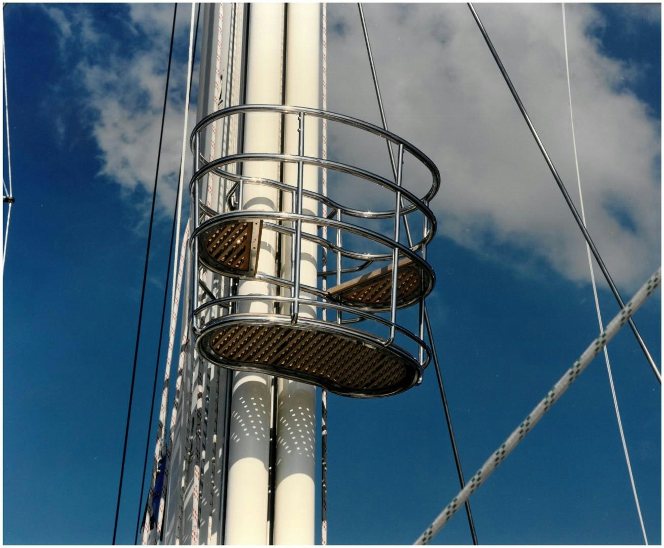 a couple of basketball players in a basket on a pole aboard ANAKENA Yacht for Sale
