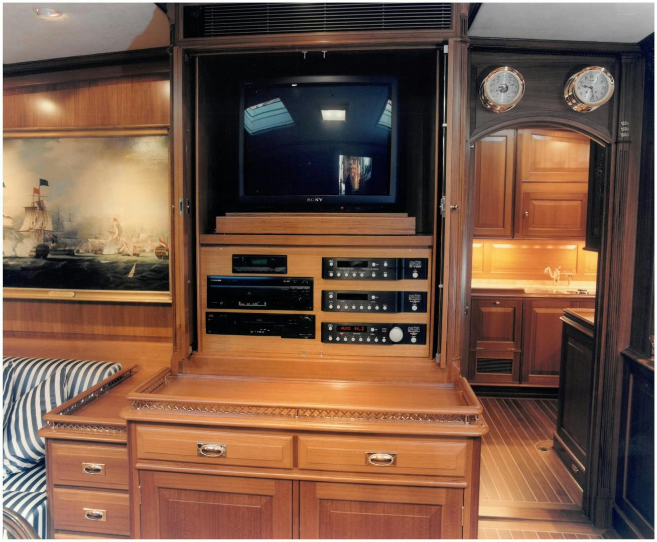 a tv on a stand aboard ANAKENA Yacht for Sale