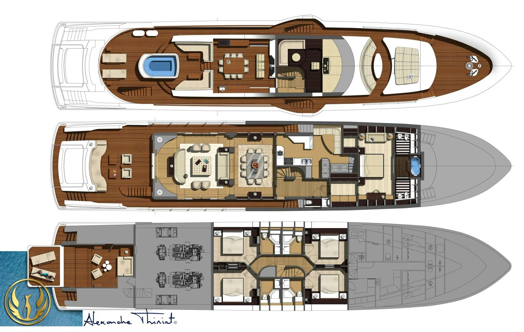 diagram, engineering drawing aboard PHOENIX Yacht for Sale