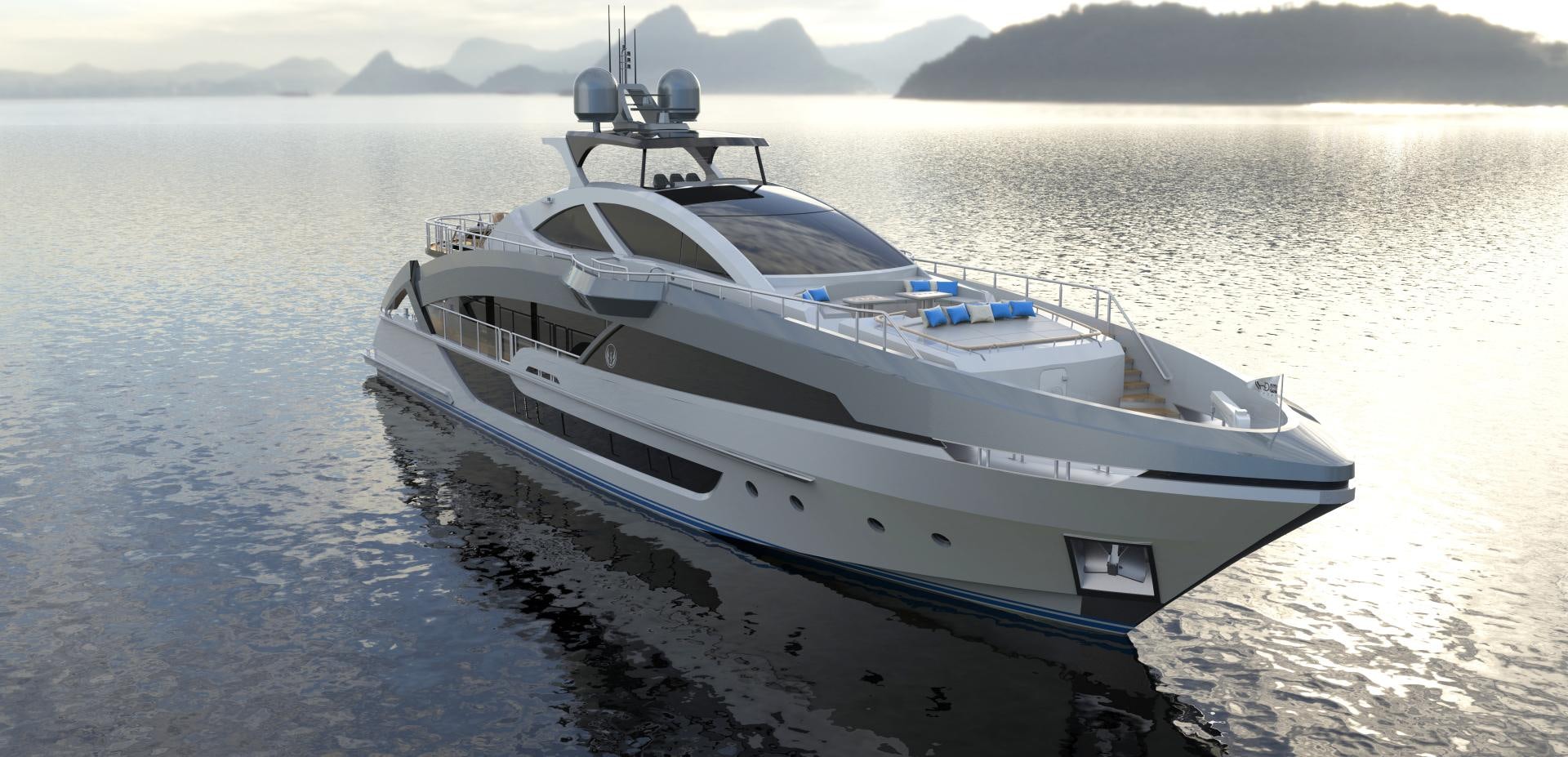 a white boat on a beach aboard PHOENIX Yacht for Sale