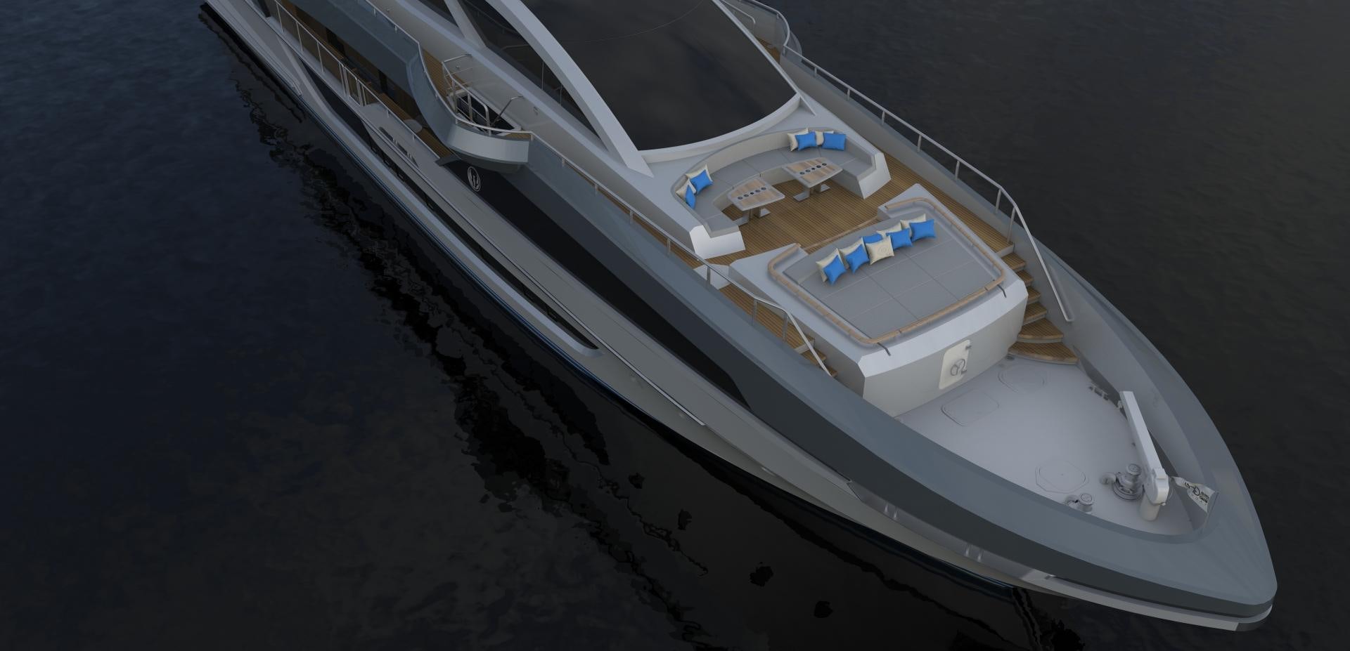 a high angle view of a boat aboard PHOENIX Yacht for Sale