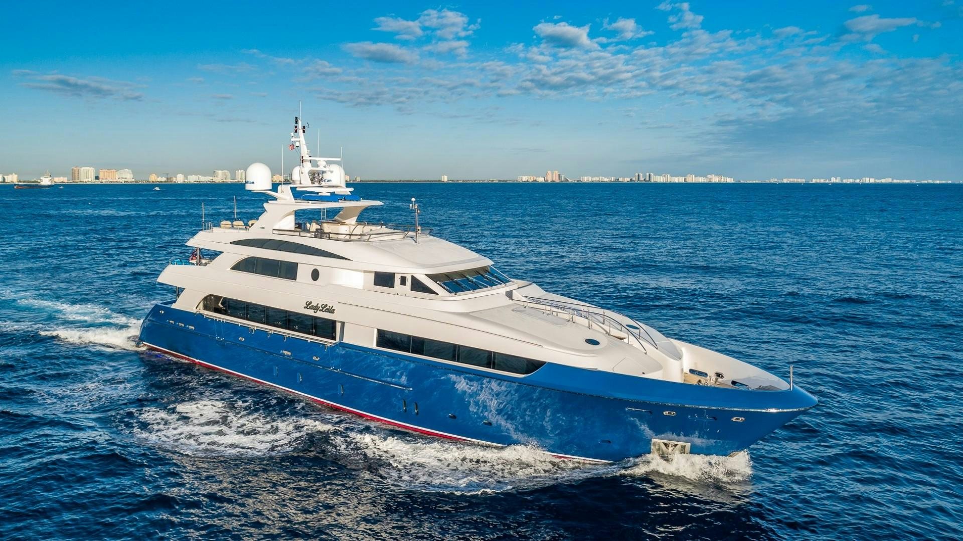 a large white yacht aboard LADY LEILA Yacht for Sale