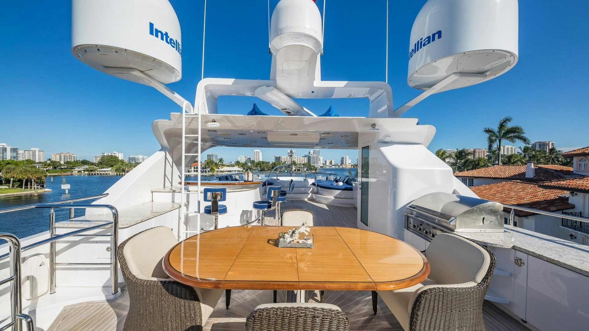 a table on a boat aboard LADY LEILA Yacht for Sale