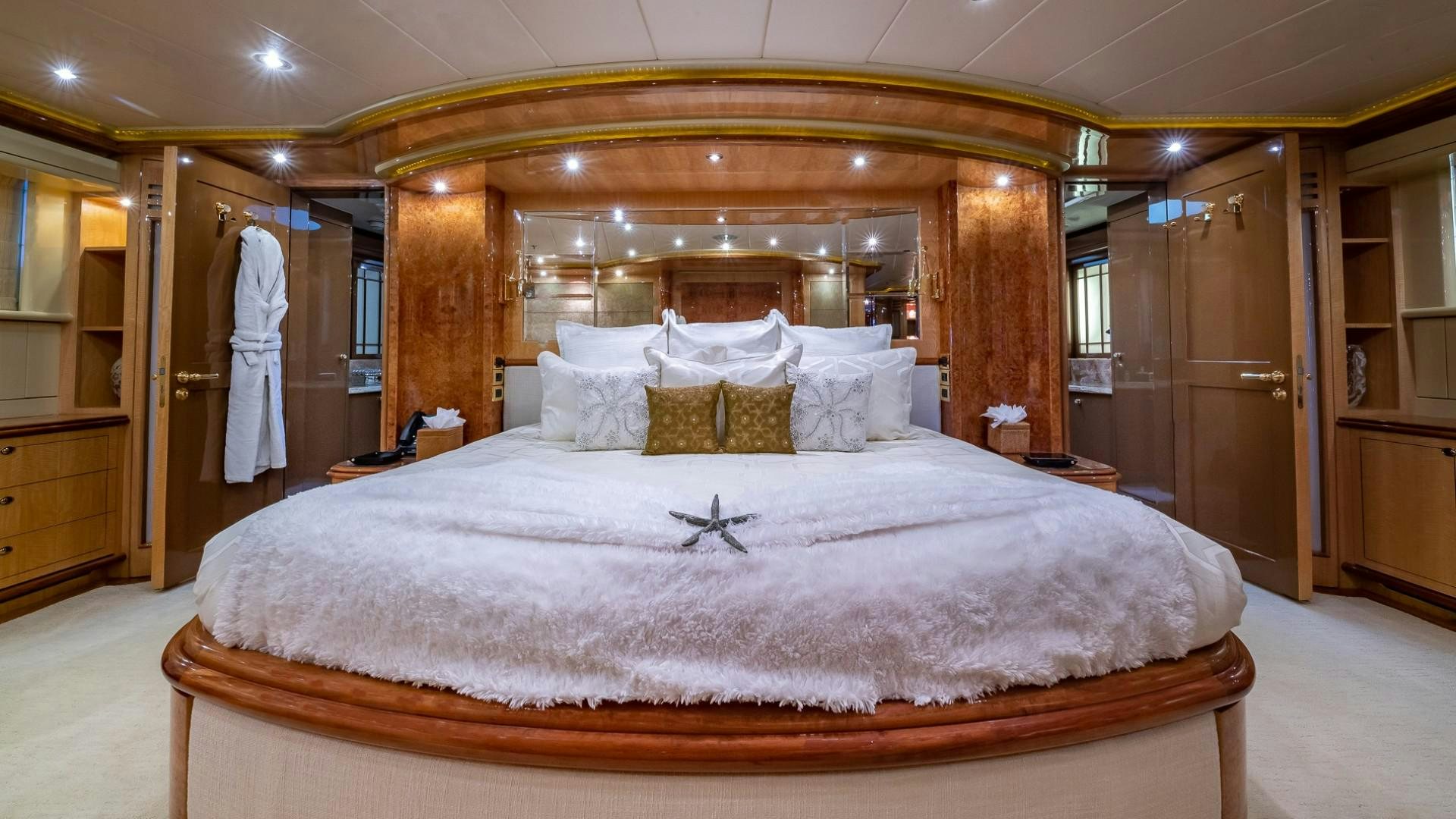 a bed in a room aboard LADY LEILA Yacht for Sale