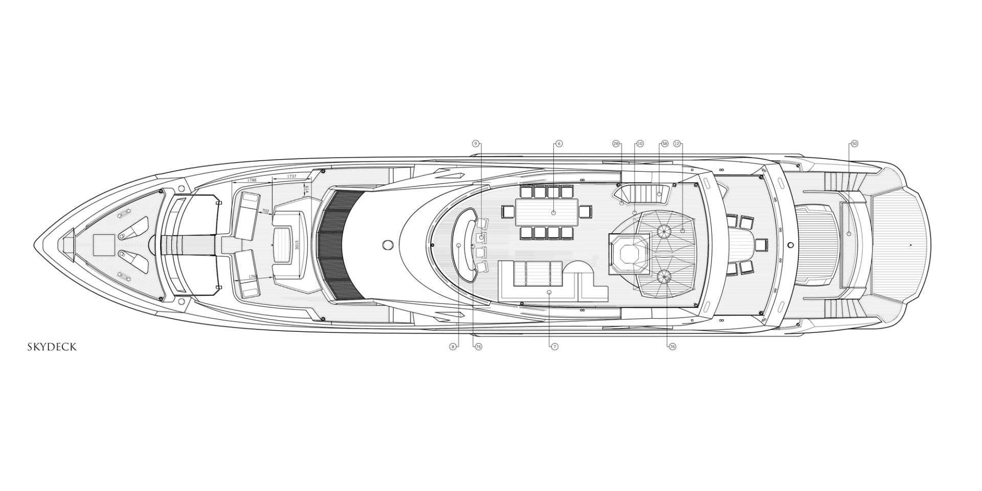 diagram, engineering drawing aboard ABOUT TIME Yacht for Sale