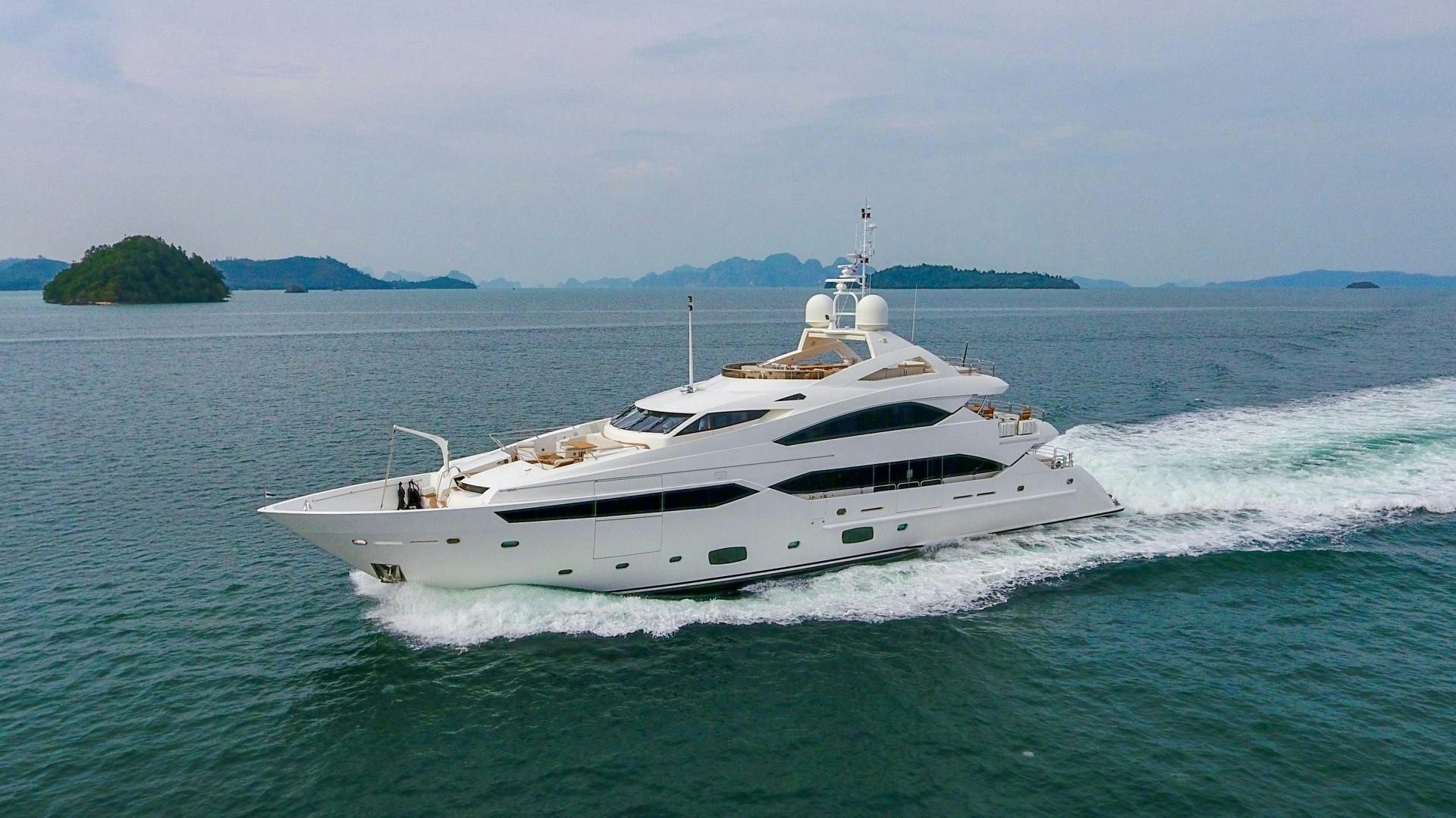 a white yacht in the water aboard ABOUT TIME Yacht for Sale