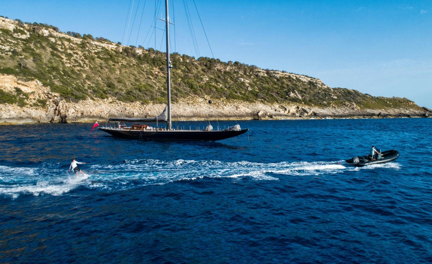 a boat sailing on the sea aboard RAINBOW Yacht for Sale