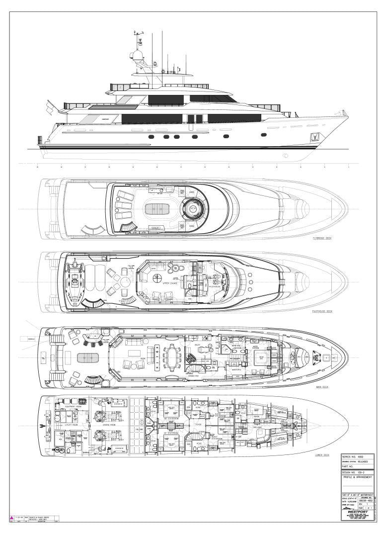 diagram, engineering drawing aboard APHRODITE Yacht for Sale