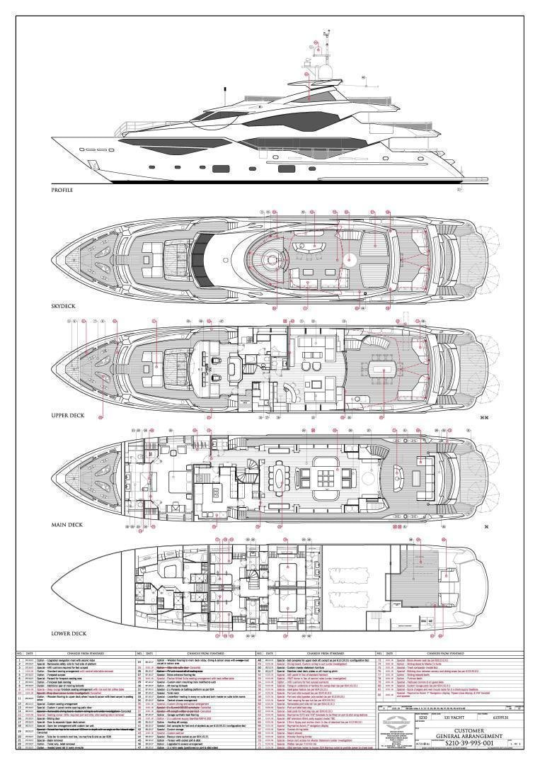 diagram, engineering drawing aboard EXODUS Yacht for Sale