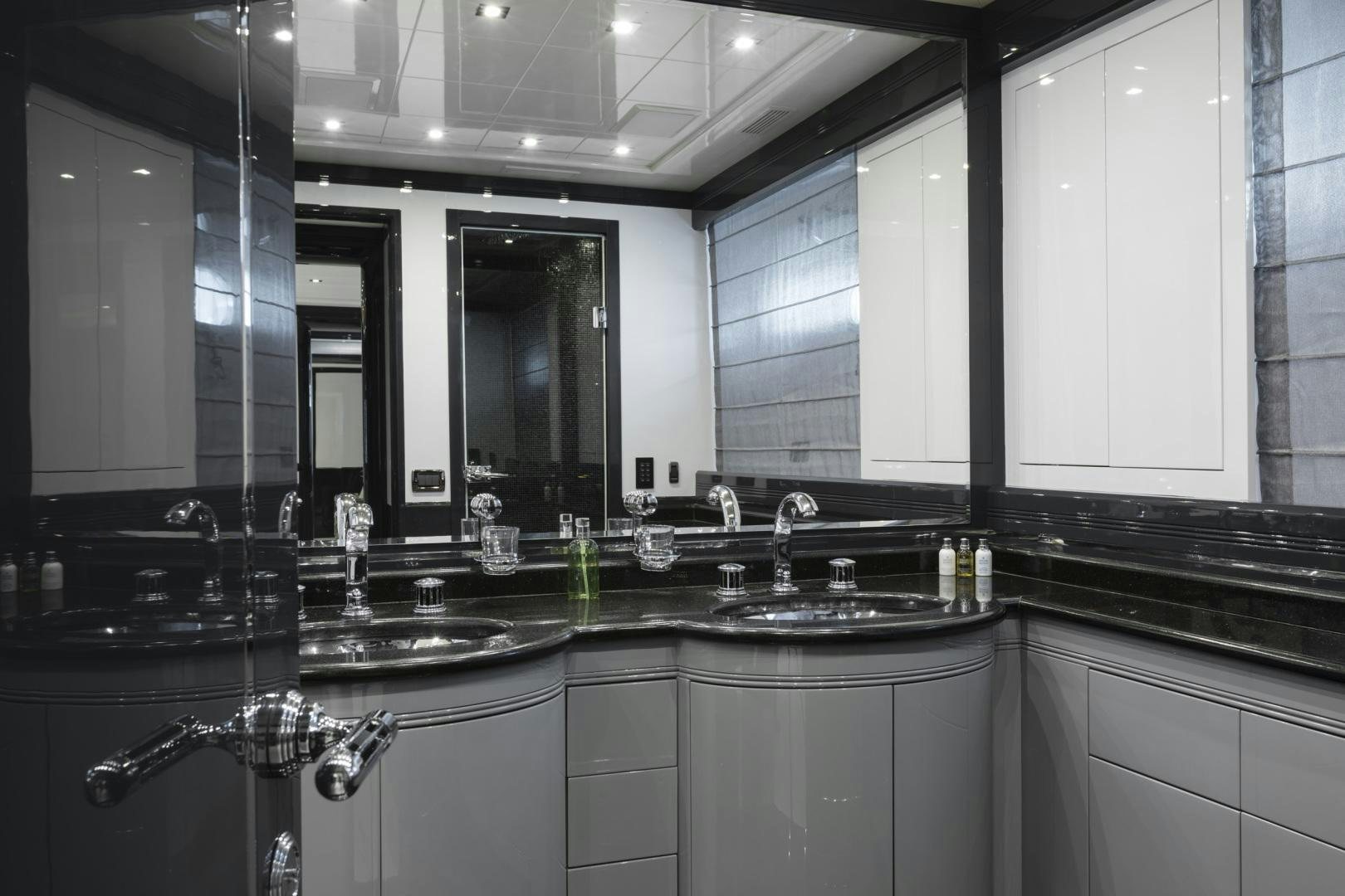 a bathroom with a large countertop aboard VENI VIDI VICI Yacht for Sale