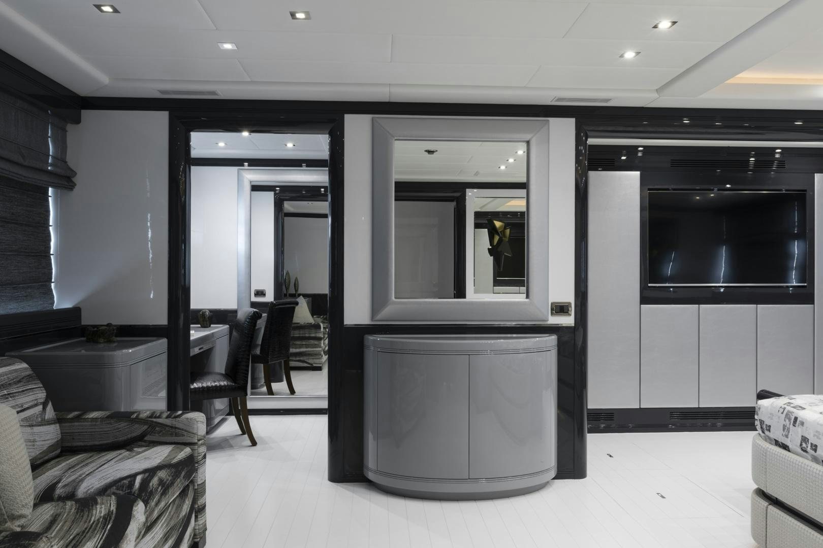 a room with a large refrigerator aboard VENI VIDI VICI Yacht for Sale