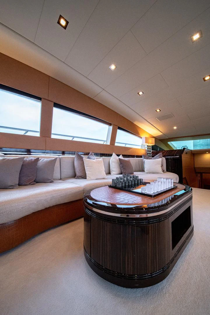 a large living room with a large bed aboard KABIR 130S STABILIZED WITHOUT TAKING AWAY FROM PERFORMANCE (COPY) Yacht for Sale