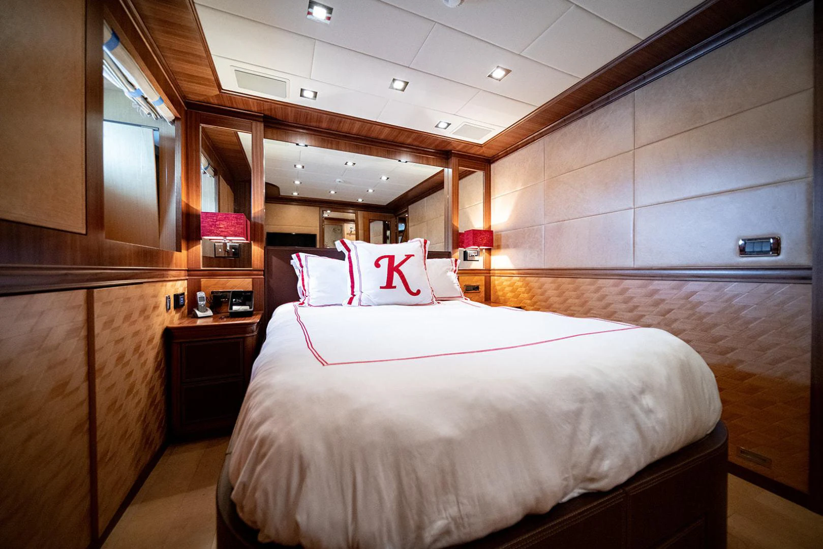a room with two beds aboard KABIR 130S STABILIZED WITHOUT TAKING AWAY FROM PERFORMANCE (COPY) Yacht for Sale