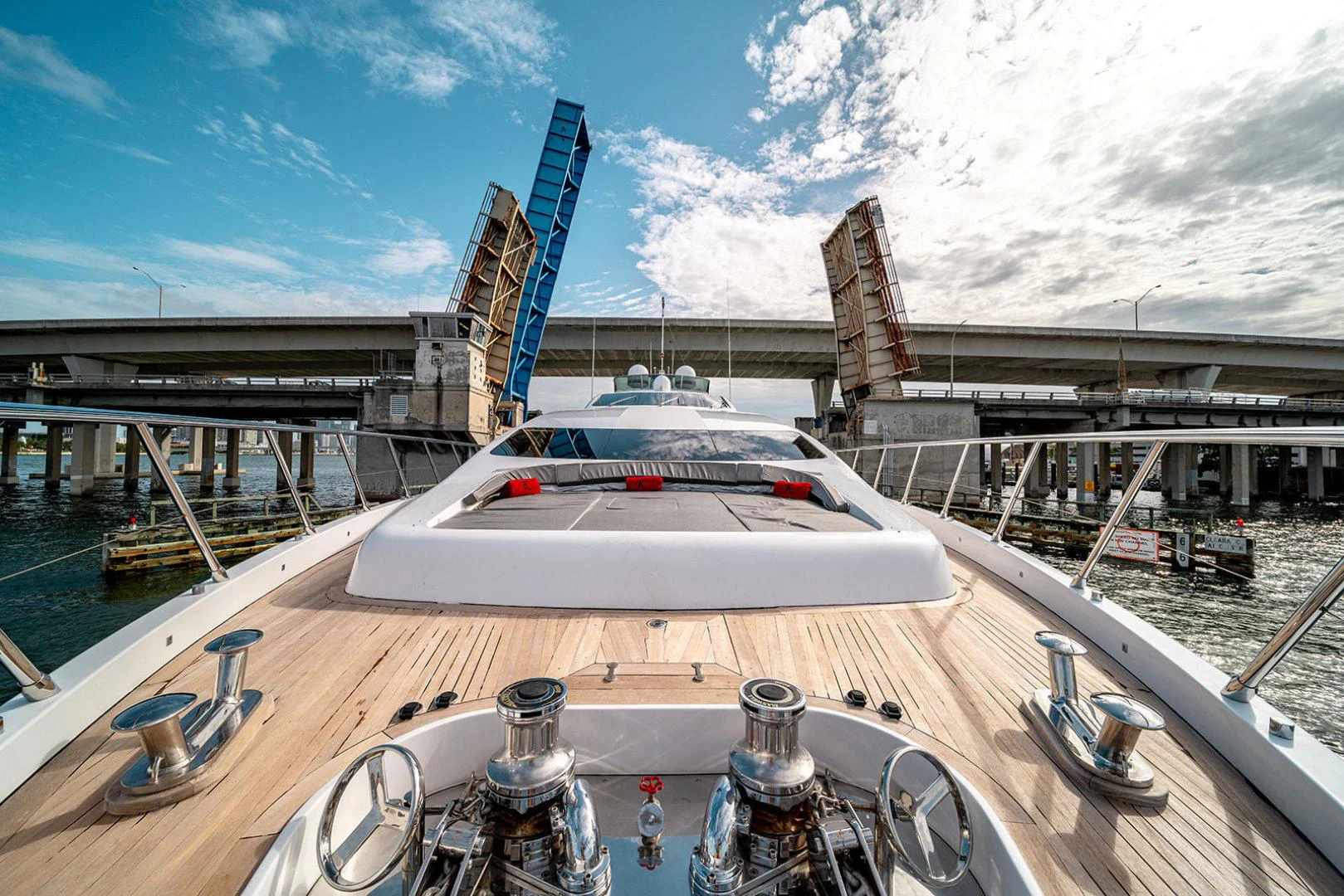 a white car on a bridge aboard KABIR 130S STABILIZED WITHOUT TAKING AWAY FROM PERFORMANCE (COPY) Yacht for Sale