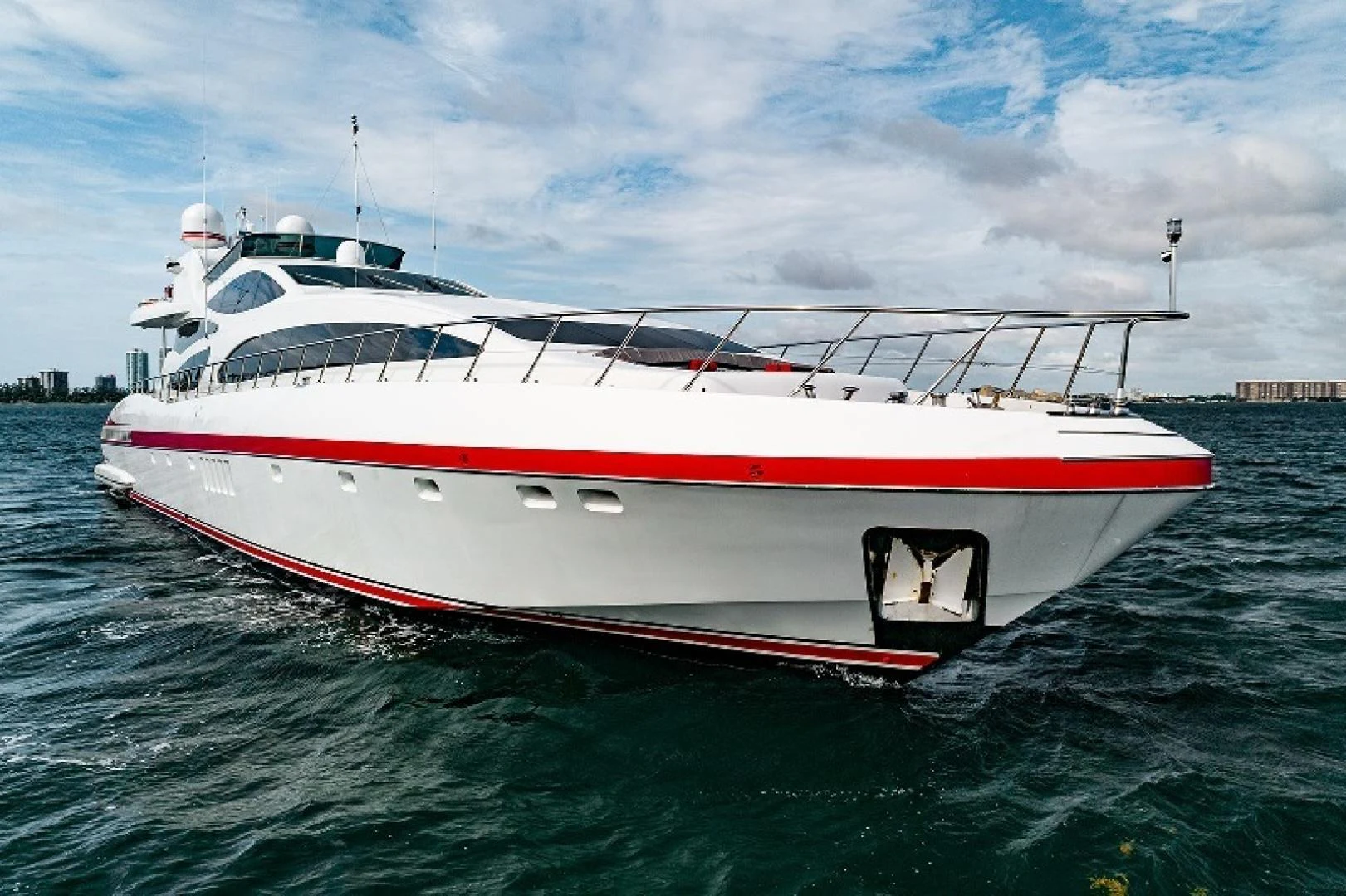 a large white boat in the water aboard KABIR 130S STABILIZED WITHOUT TAKING AWAY FROM PERFORMANCE (COPY) Yacht for Sale