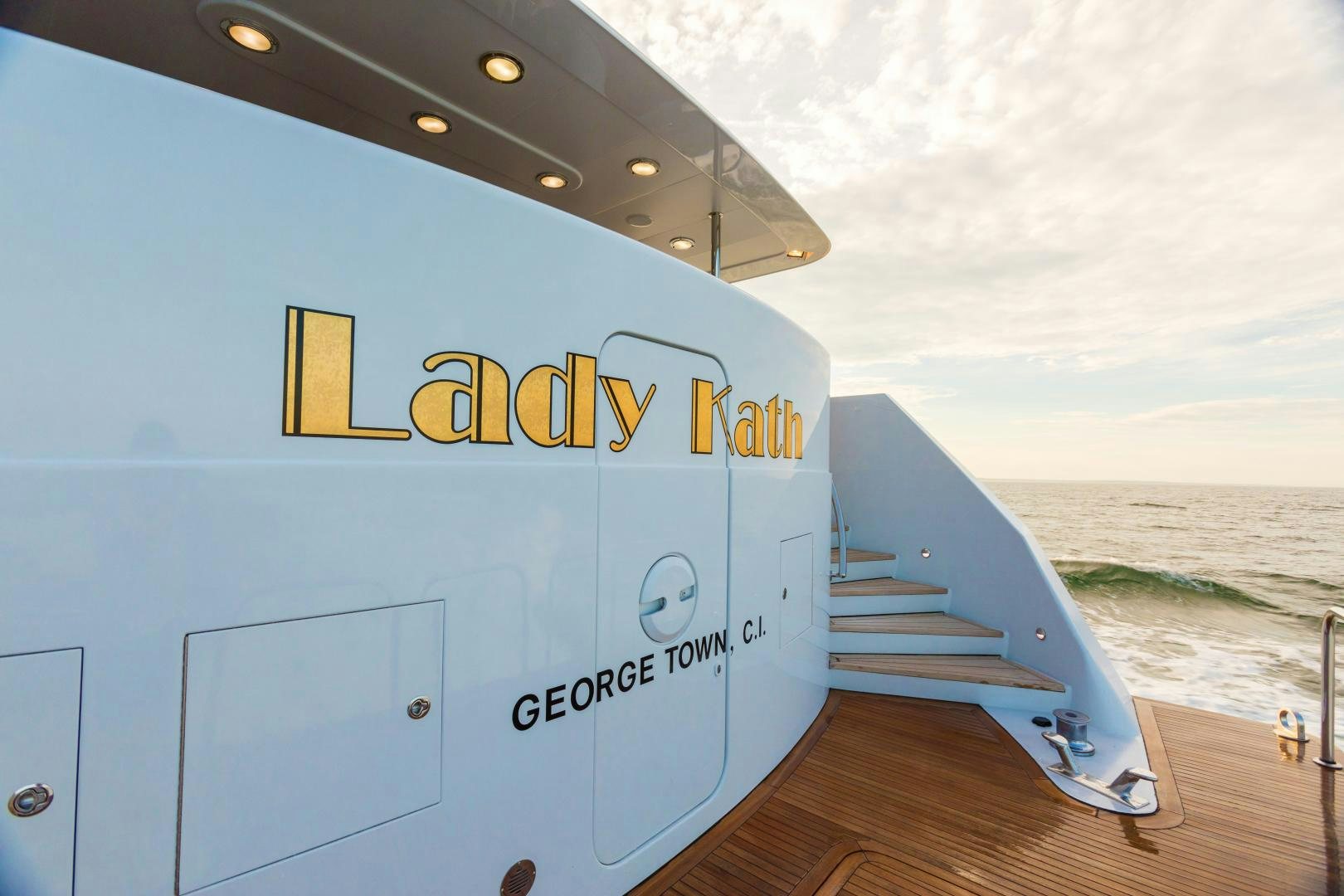 a boat on a deck aboard LADY KATH Yacht for Sale