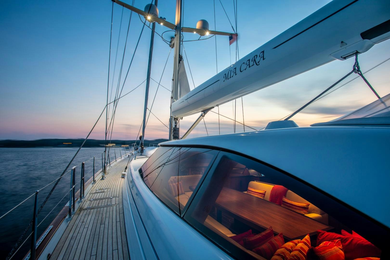 a boat on the water aboard MIA CARA Yacht for Sale