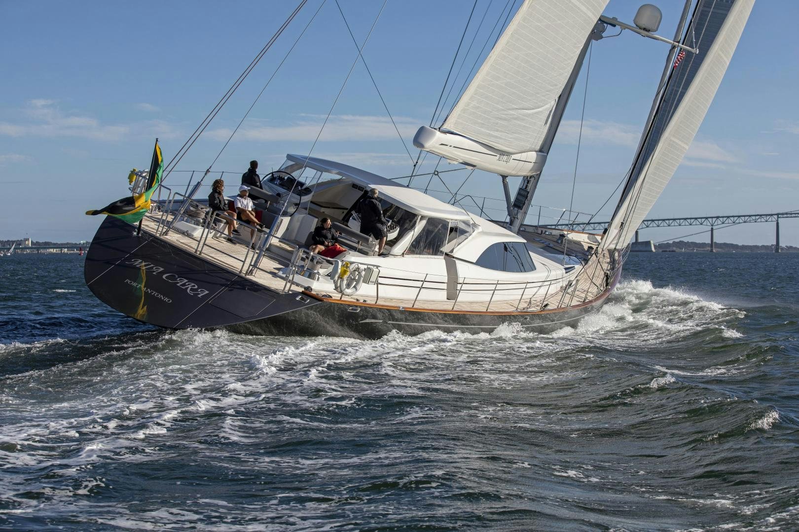 a boat on the water aboard MIA CARA Yacht for Sale