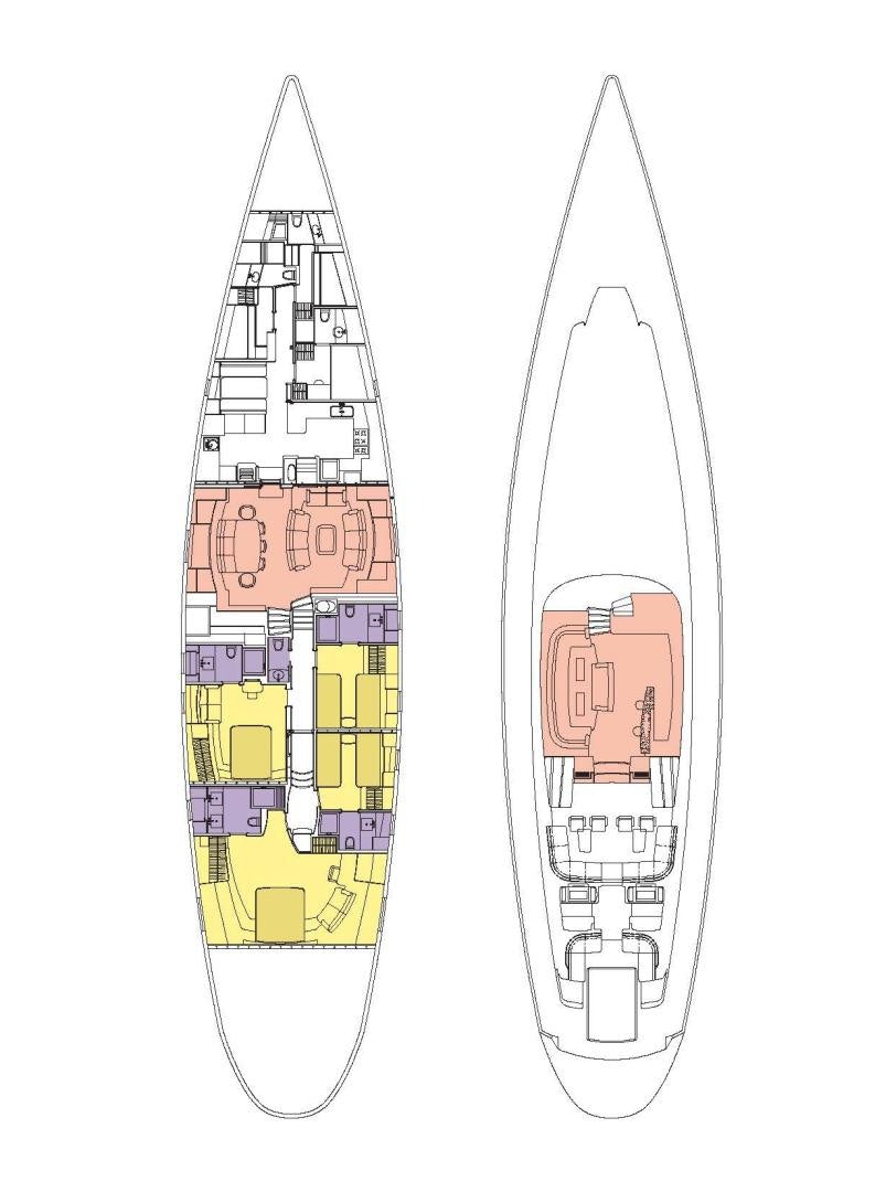 a drawing of a rocket aboard MIA CARA Yacht for Sale