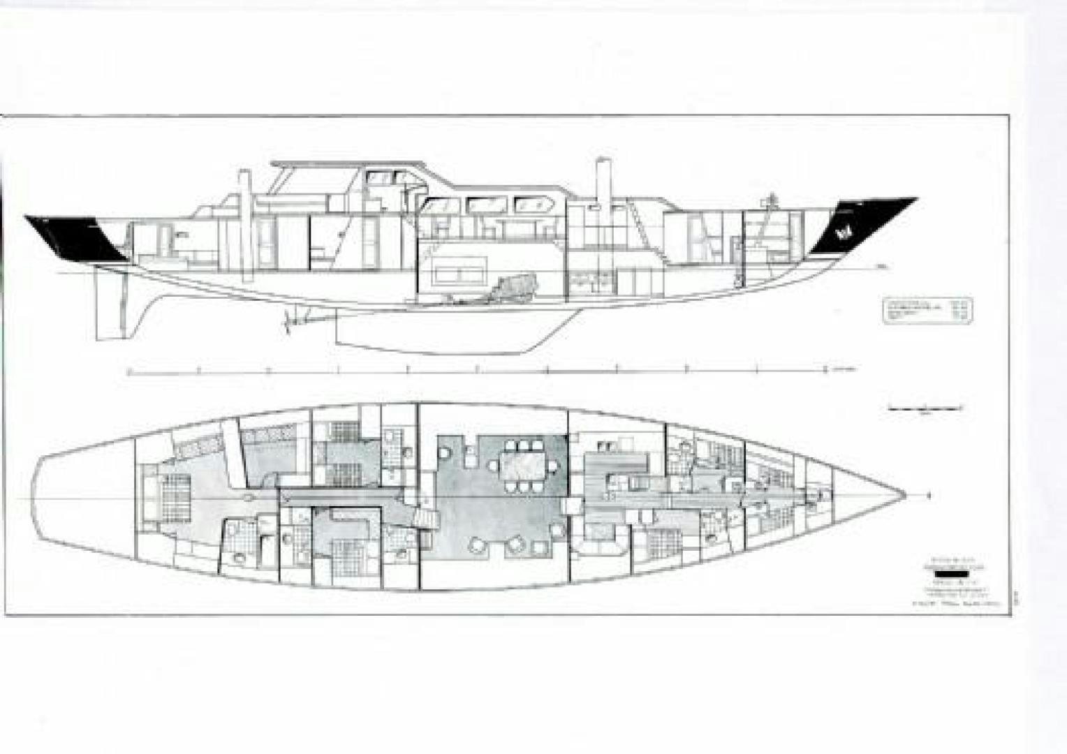 diagram, engineering drawing aboard GALILEO Yacht for Sale