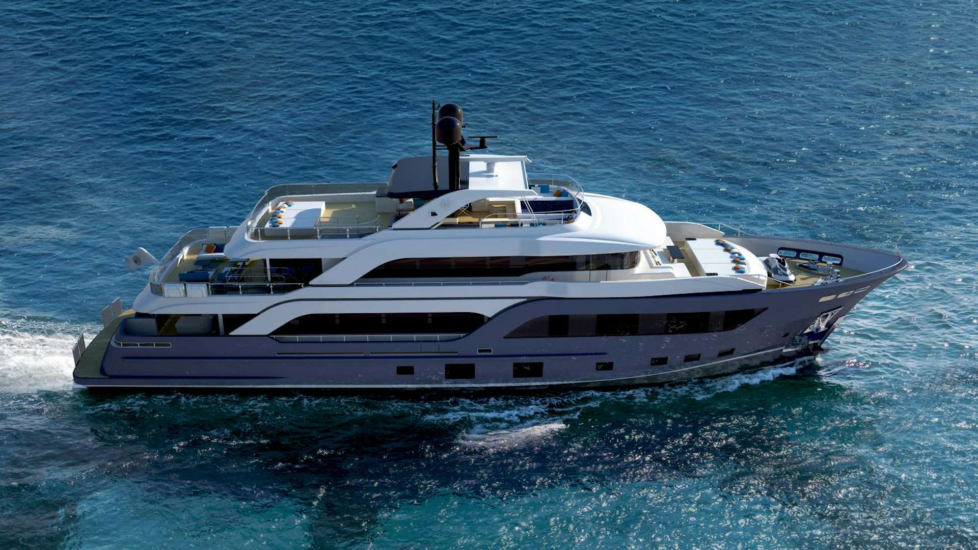 a boat on the water aboard ACCIAIO NEARING COMPLETION Yacht for Sale