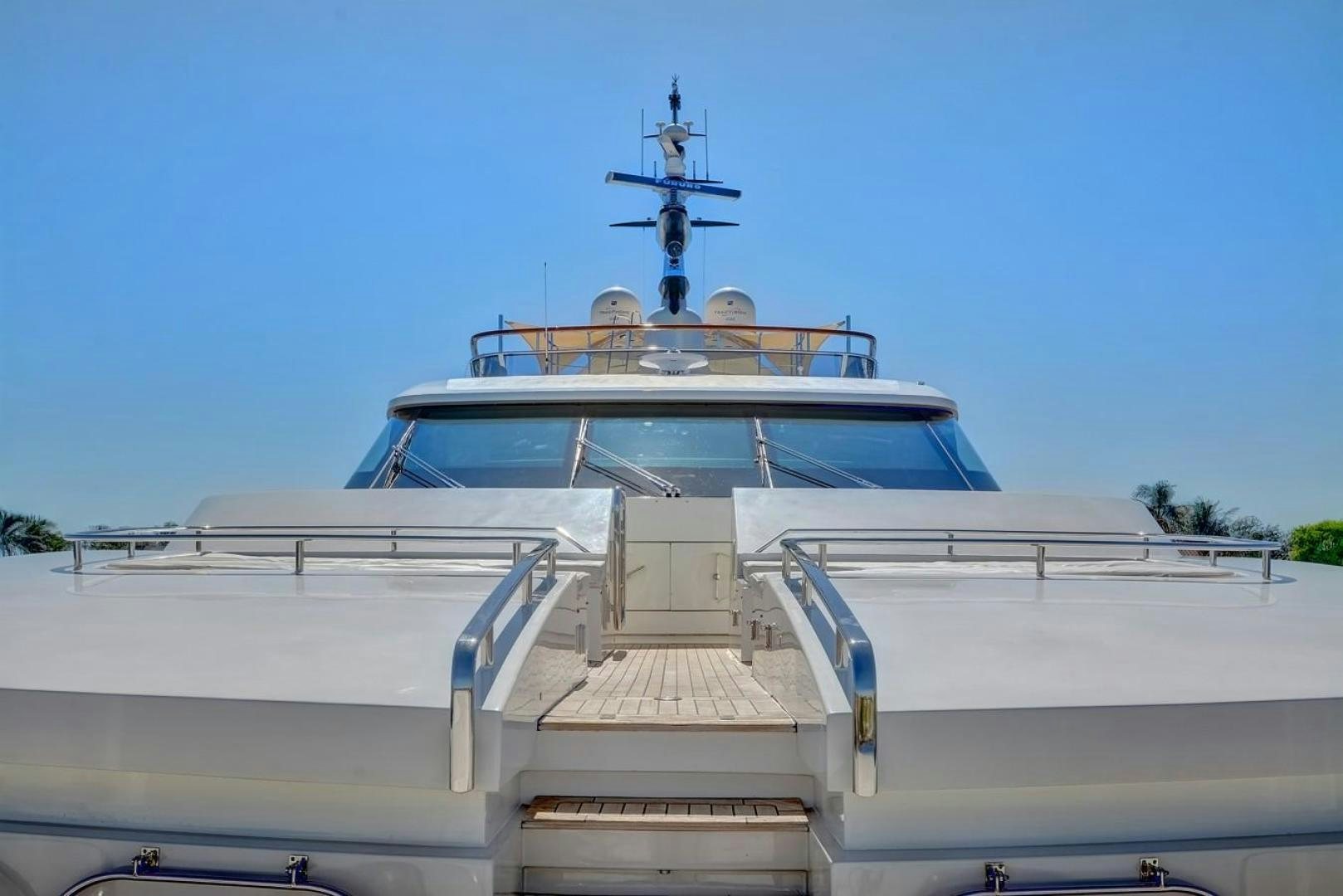 a boat with a cross on the top aboard KAOS Yacht for Sale