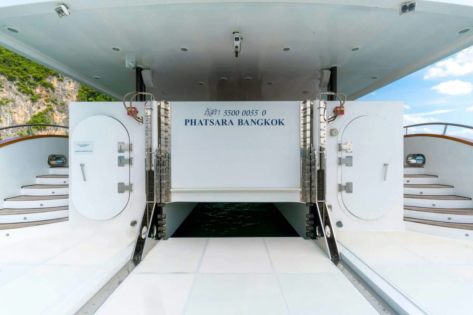 a white room with a white door and a white wall aboard PHATSARA Yacht for Sale