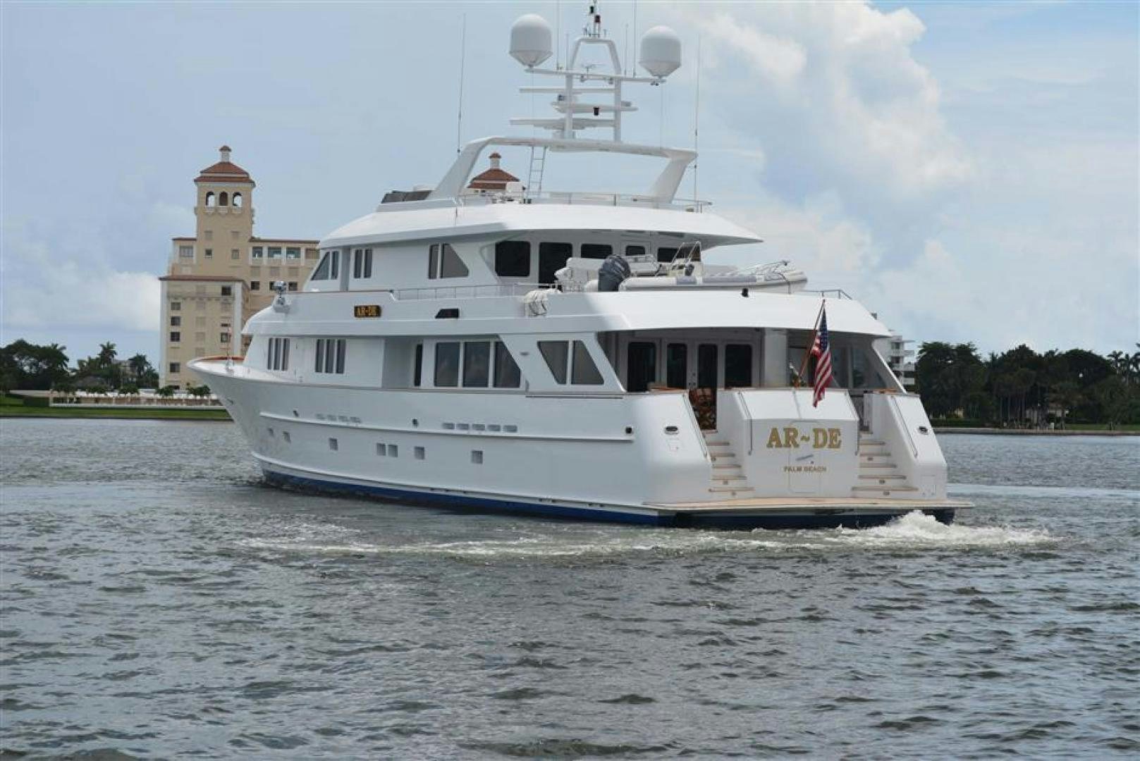 a large white boat on the water aboard AR DE Yacht for Sale