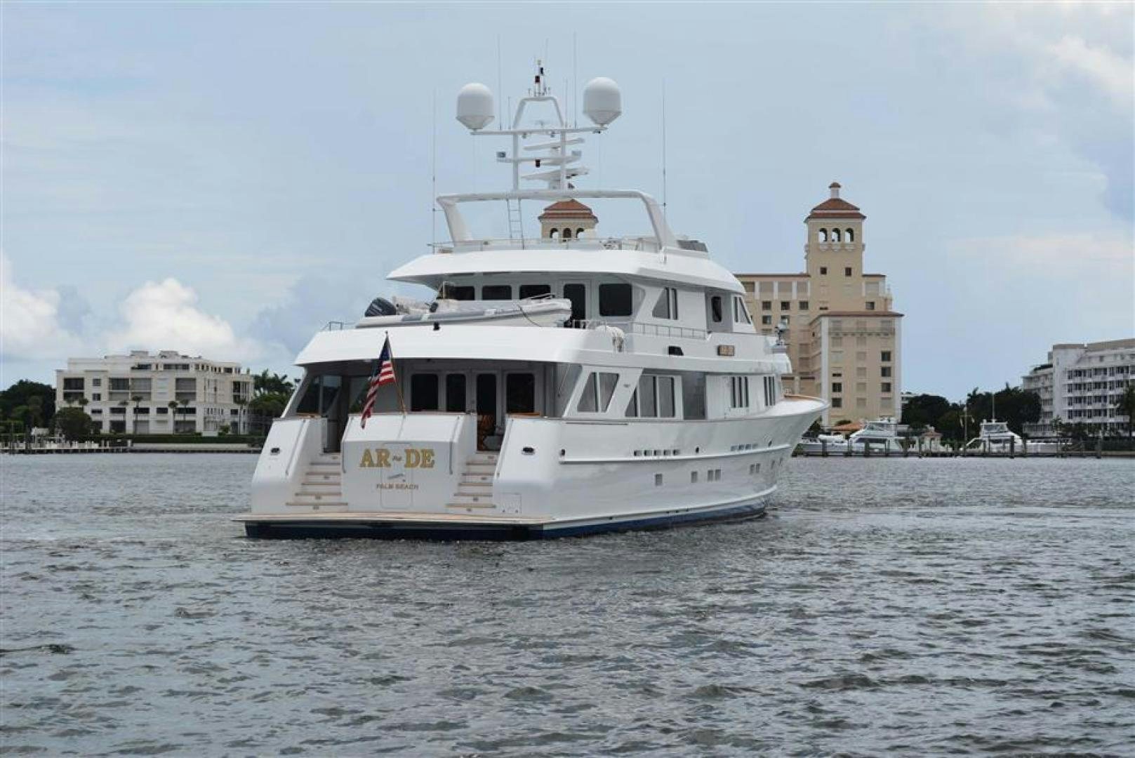a large white boat in the water aboard AR DE Yacht for Sale