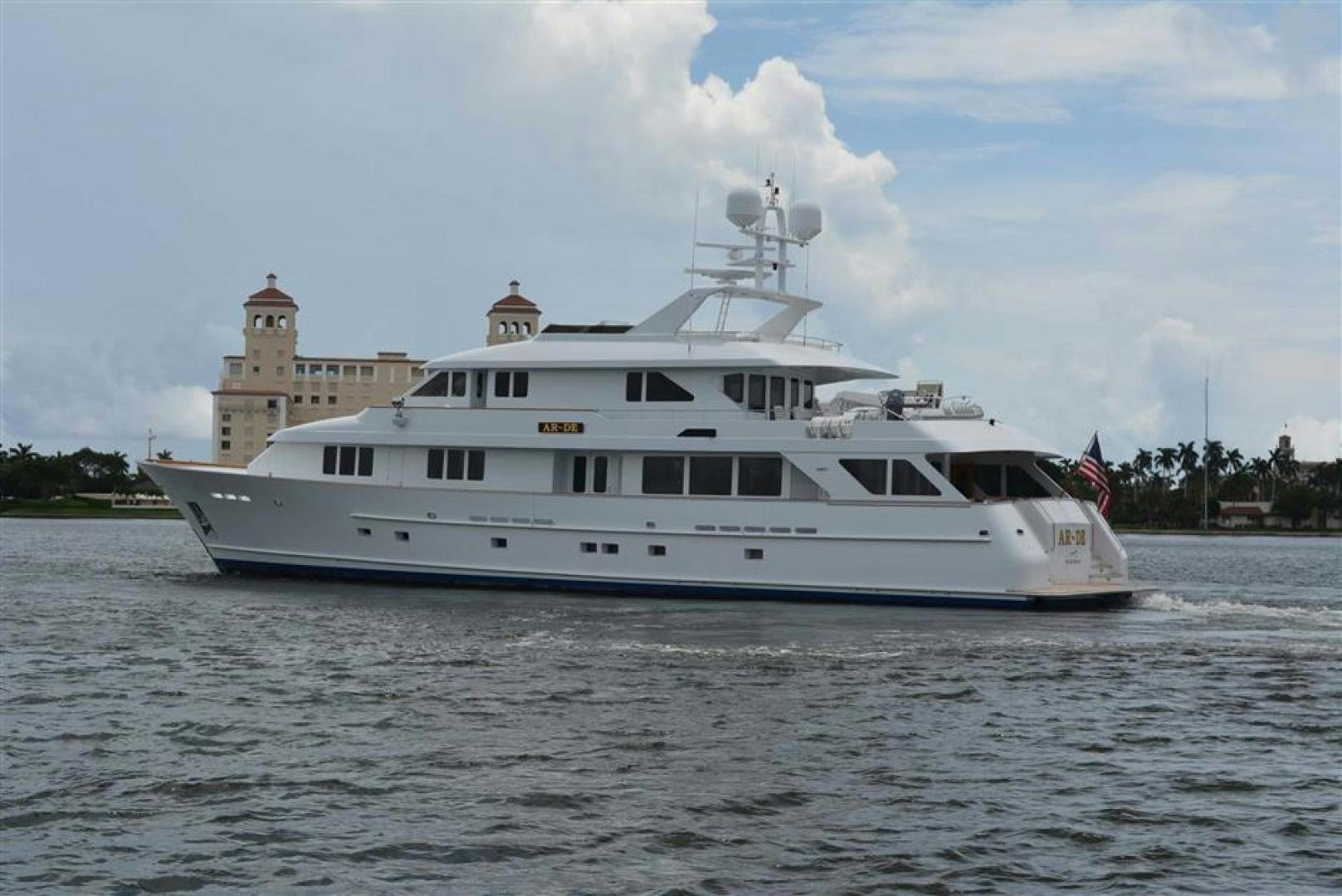 a large white boat in the water aboard AR DE Yacht for Sale