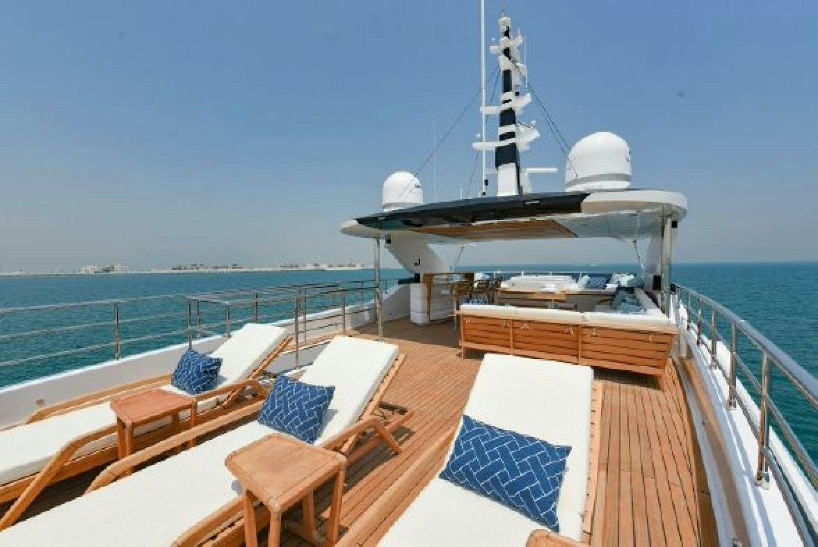 a deck with a large ship on it aboard No Name Yacht for Sale