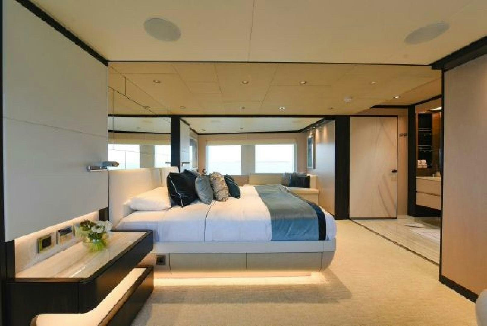 a bedroom with a bed aboard No Name Yacht for Sale