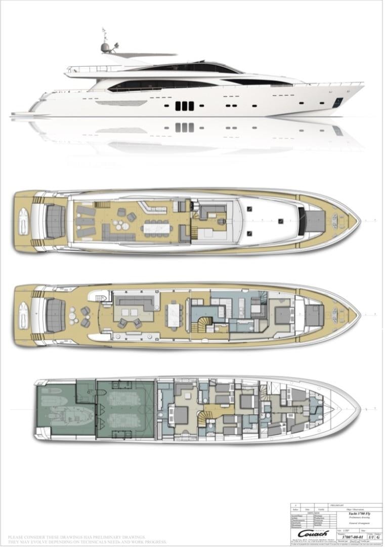 diagram, engineering drawing aboard No Name Yacht for Sale