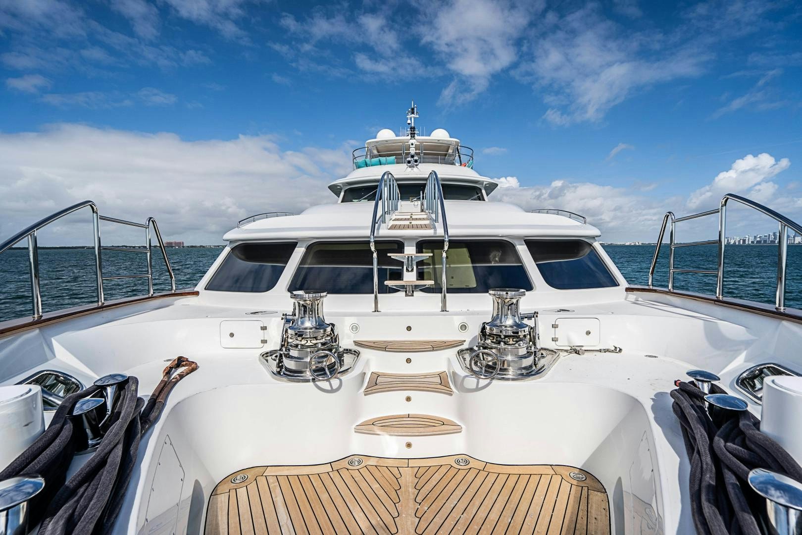 a boat with a motor on the front aboard No Name Yacht for Sale