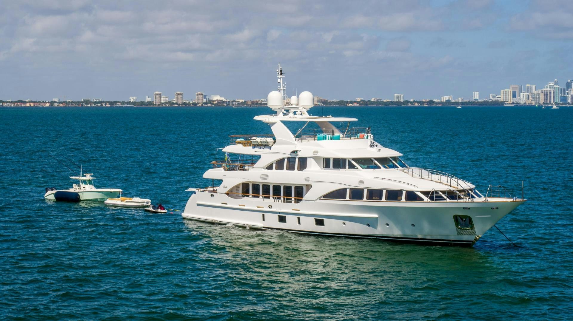 a white yacht in the water aboard No Name Yacht for Sale