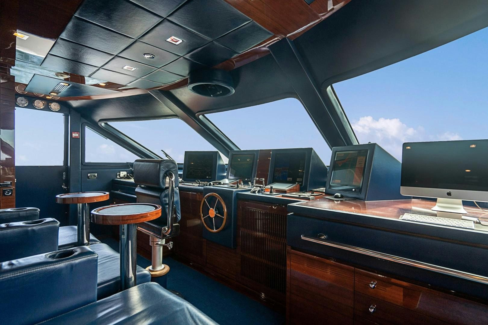 inside of a vehicle with computers aboard No Name Yacht for Sale