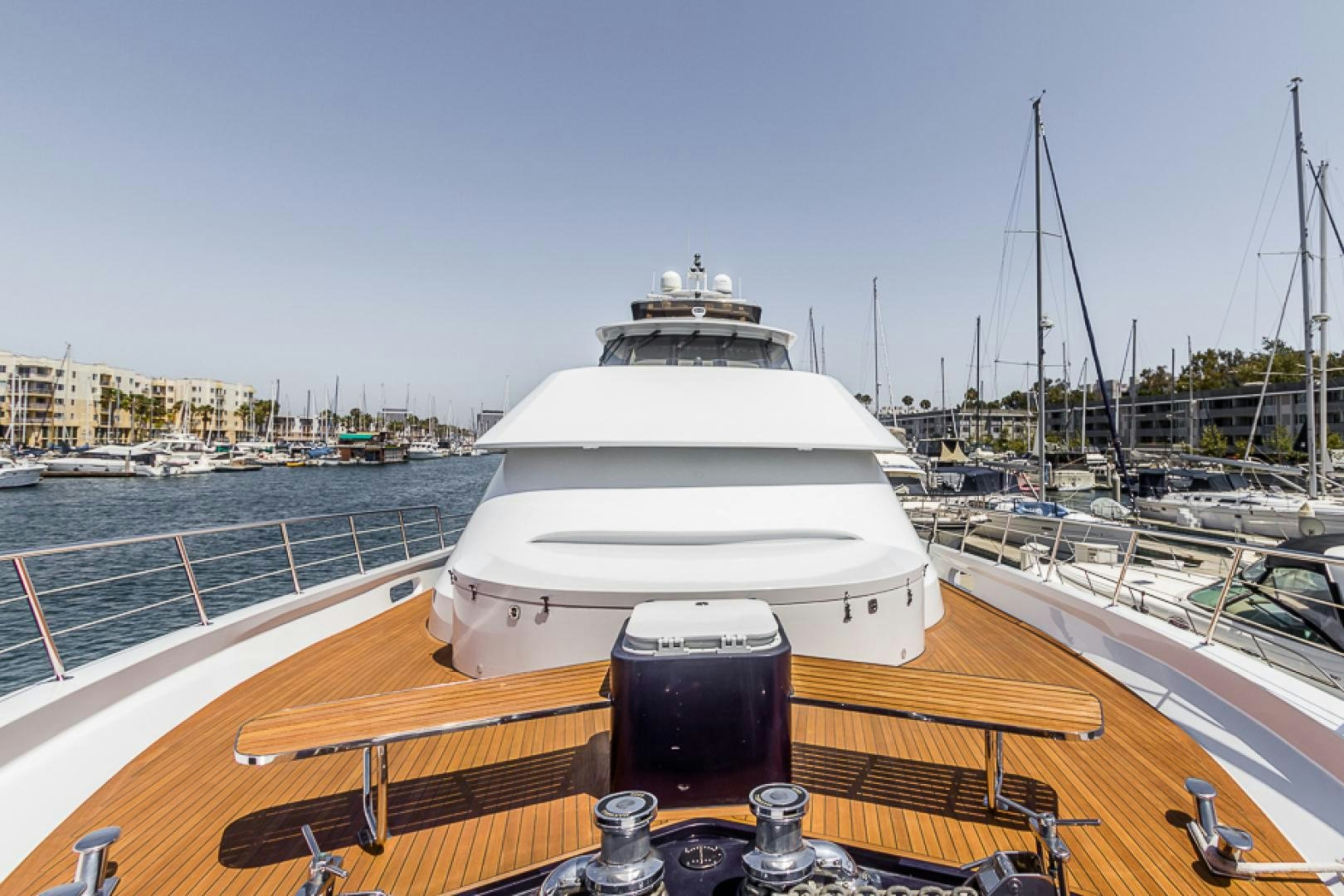a boat parked on a dock aboard LIQUIDITY Yacht for Sale