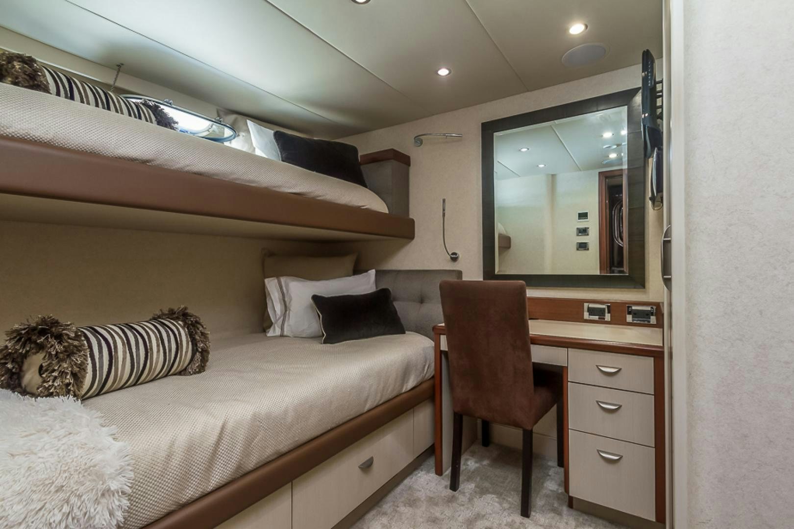a bed in a room aboard LIQUIDITY Yacht for Sale