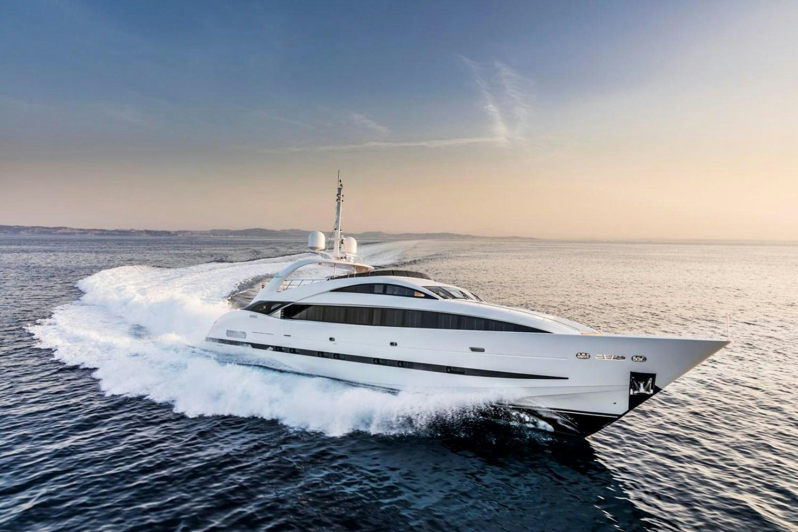 a white yacht on the water aboard CLORINDA Yacht for Sale