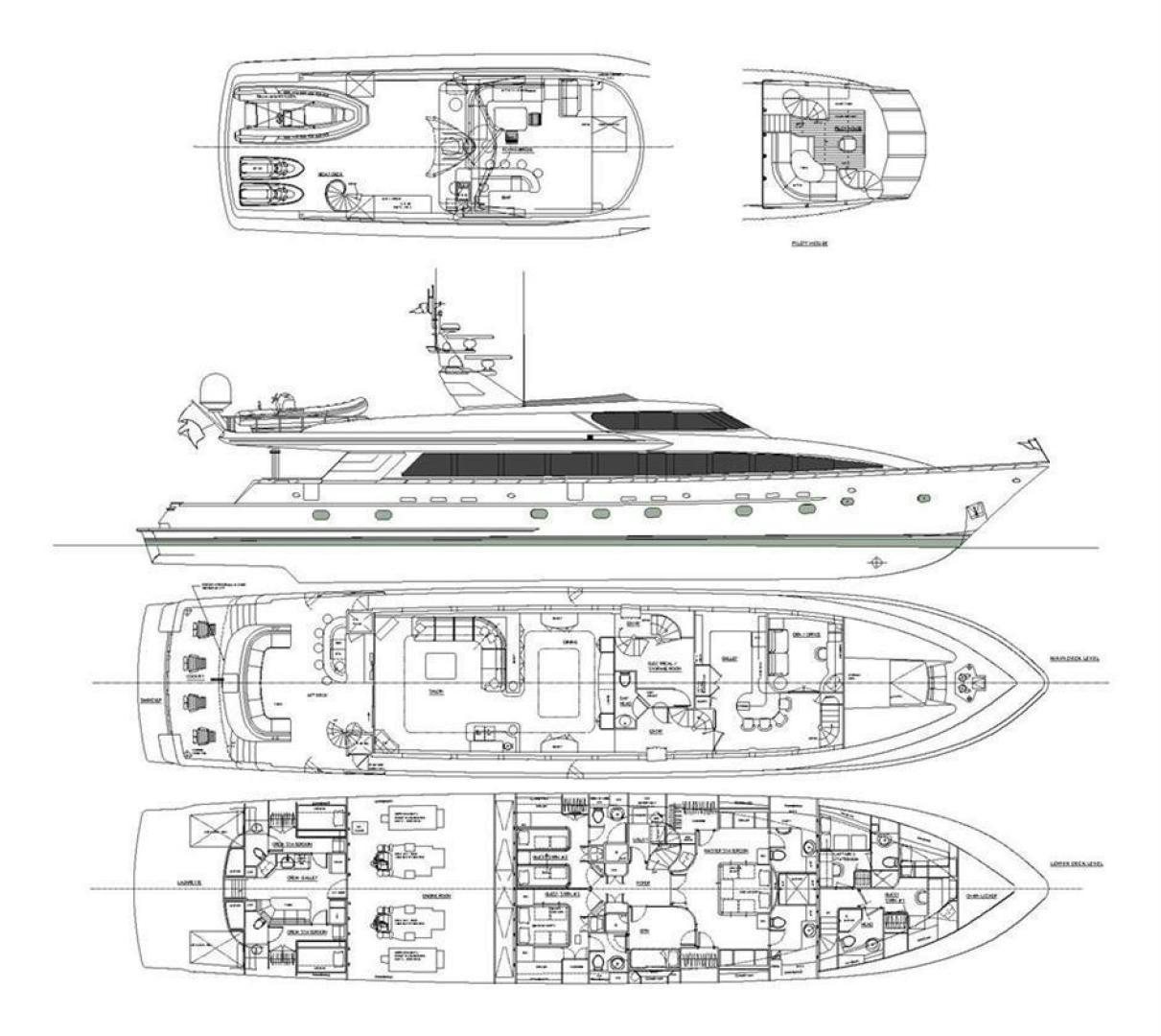 diagram, engineering drawing aboard OCEAN CLUB Yacht for Sale