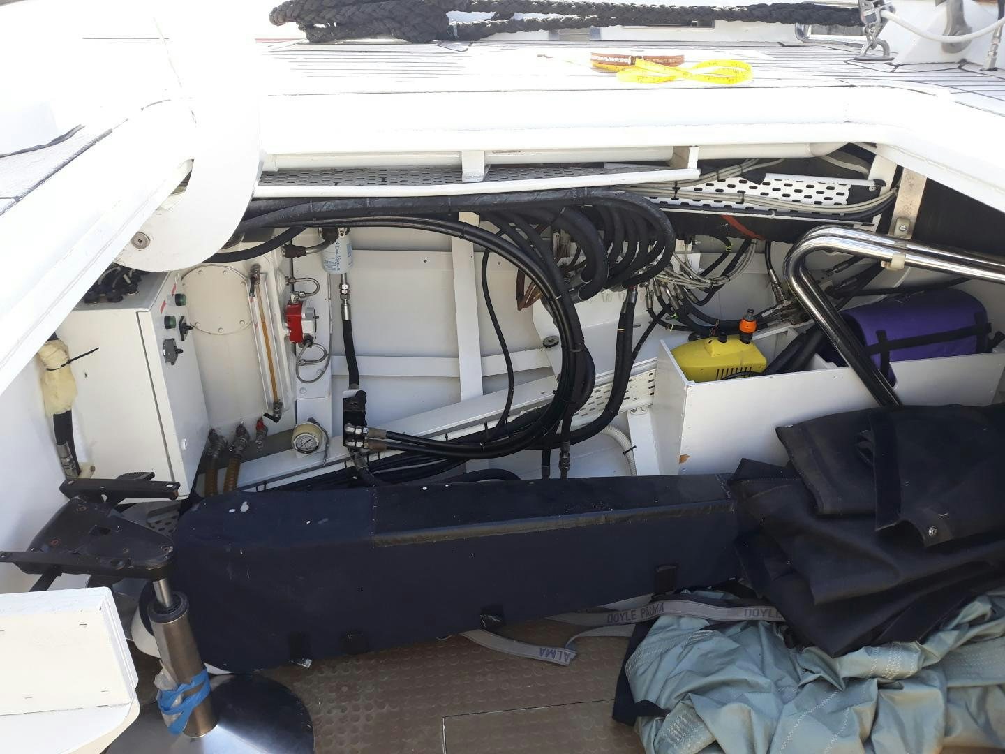 a car with a hood open aboard SOVEREIGN Yacht for Sale