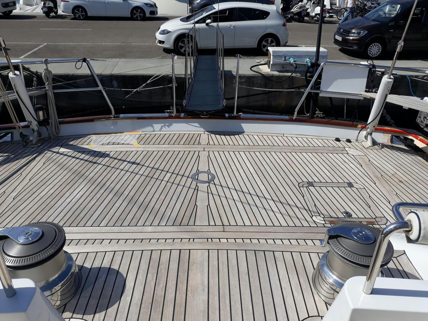 a metal grate with a metal grate and a metal railing aboard SOVEREIGN Yacht for Sale