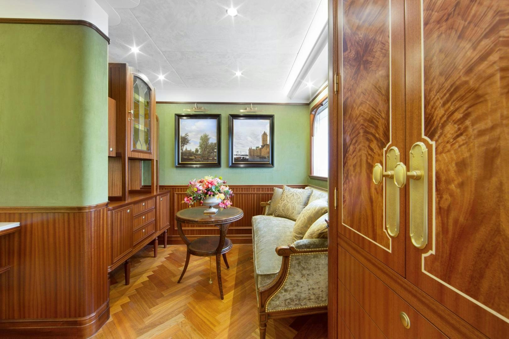 a room with a table and chairs aboard NO NAME Yacht for Sale