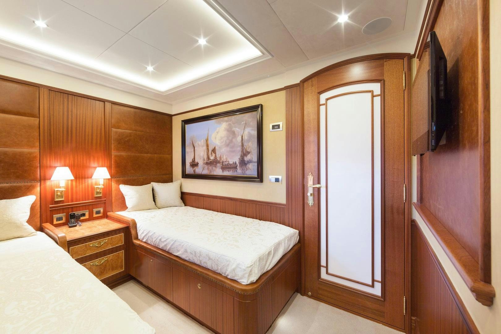 a room with two beds aboard NO NAME Yacht for Sale