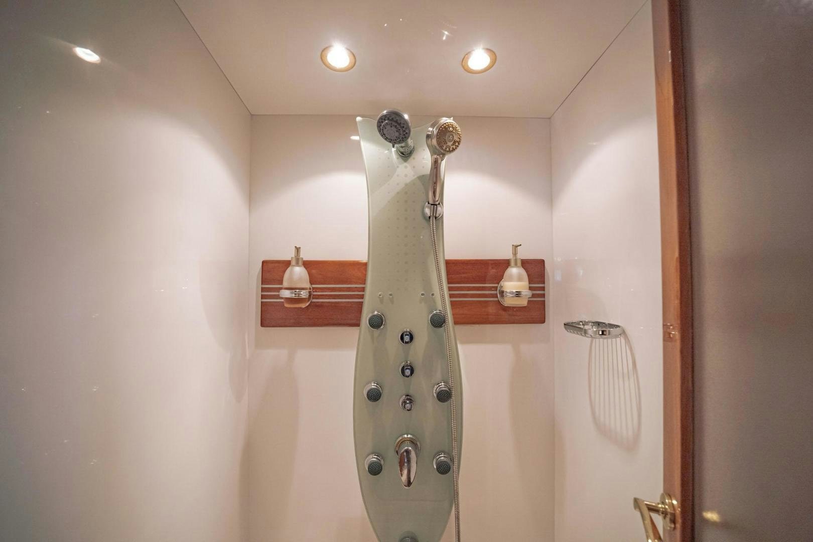 a shower with a glass door aboard SHALIMAR Yacht for Sale