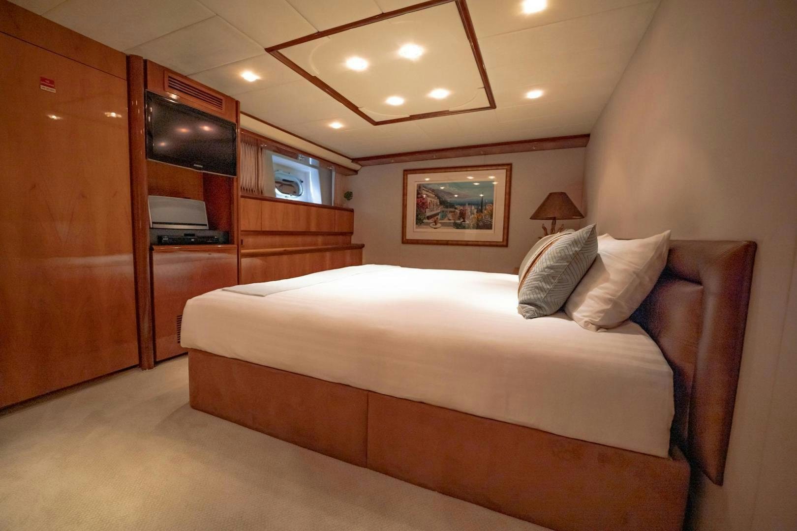 a bed in a room aboard SHALIMAR Yacht for Sale