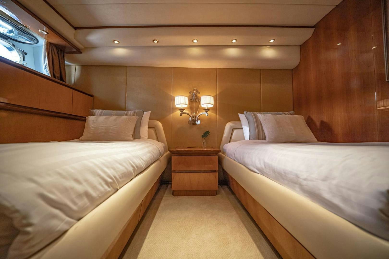 a room with two beds aboard SHALIMAR Yacht for Sale