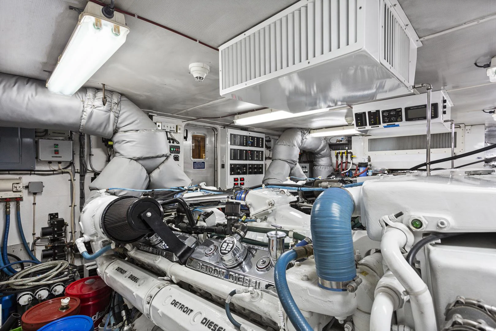 a room with machinery and pipes aboard ISABELLA Yacht for Sale